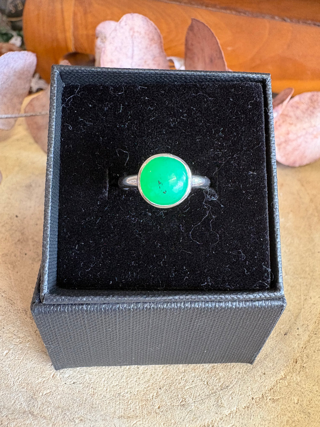 Entia Sterling Silver Green Chrysophase Ring SKU 25811