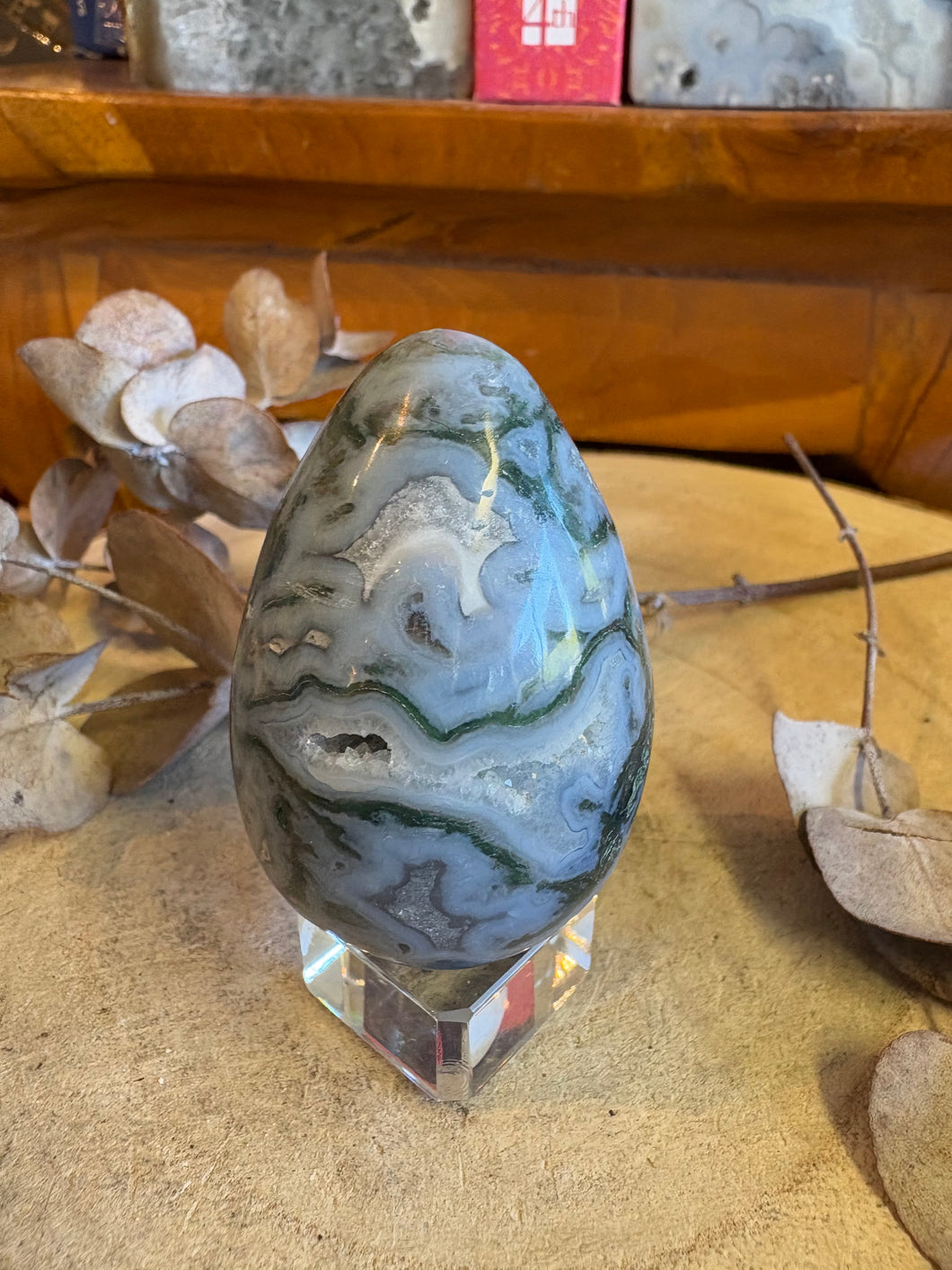 Moss Agate Egg SKU 24174