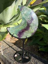 Rainbow Fluorite Moon on Stand SKU 26394