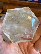 Clear Quartz Facet Cut Hexagon on Stand SKU 26563