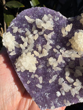 Amethyst Cluster Heart with Calcite Flowers SKU 26551
