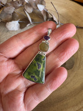 Entia Sterling Silver Sugilite, Stichtite & Serpentine, & Vesuvianite Pendant SKU 24238