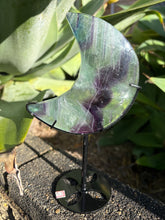 Rainbow Fluorite Moon on Stand SKU 26392