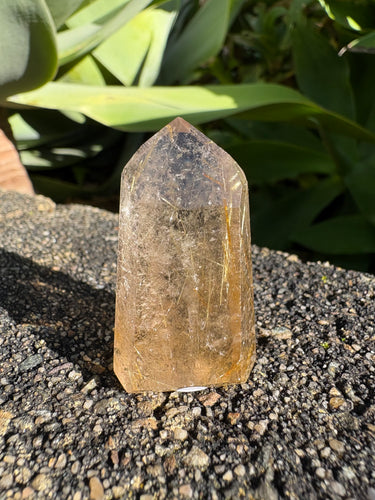 Gold Rutilated Quartz Point SKU 26383