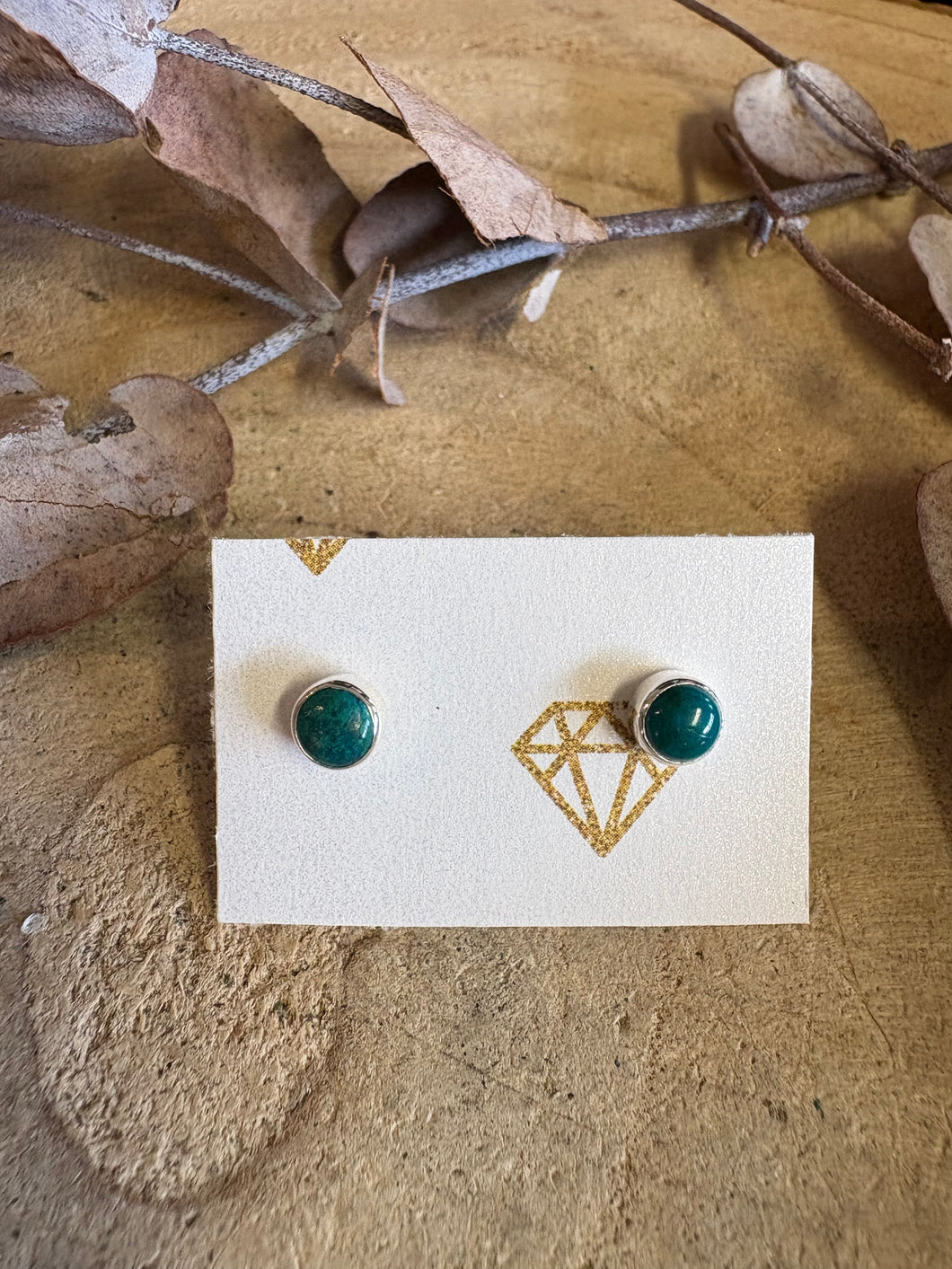 Sterling Silver Chrysocolla Stud Earrings SKU 25352