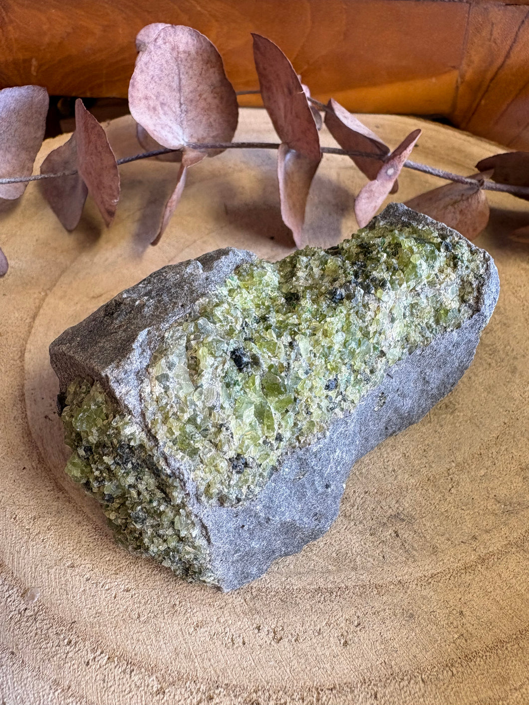 Peridot on Basalt Chunk SKU 26310