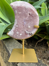 Pink Amethyst Moon on Stand SKU 26278