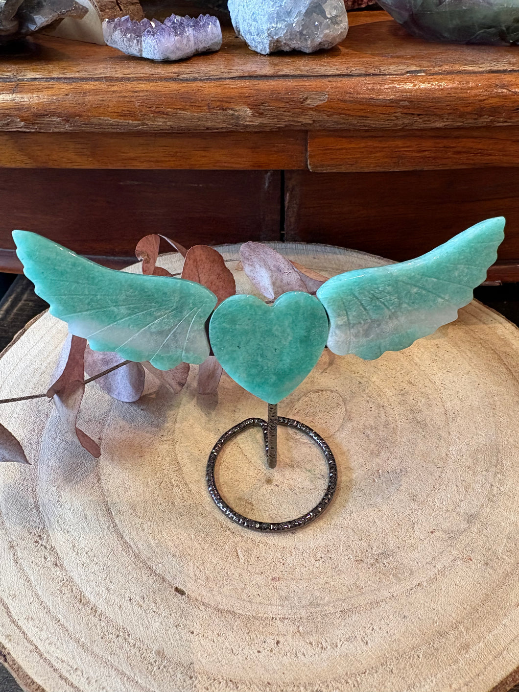 Amazonite Winged Heart on Stand SKU 26929