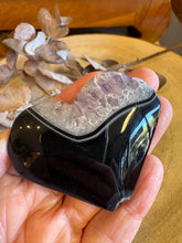 Black Banded Agate & Amethyst Heart SKU 25064