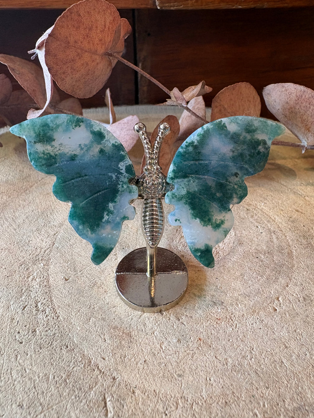 Moss Agate Winged Butterfly SKU 27046MA