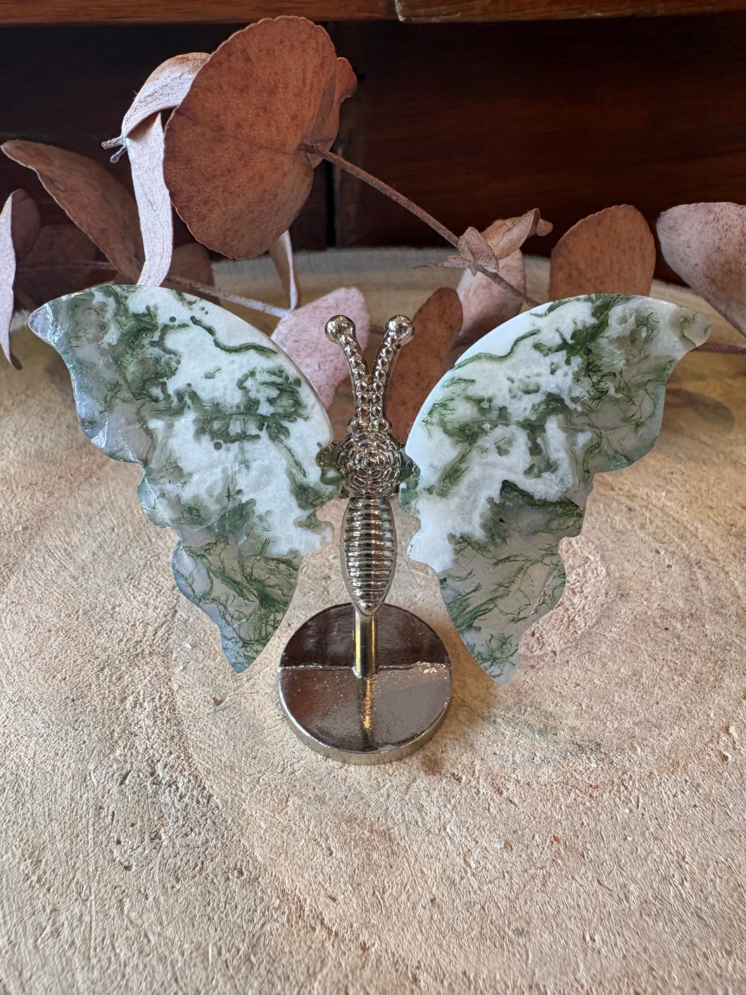 Moss Agate Winged Butterfly SKU 27046MAB