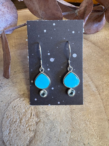 Entia Sterling Silver Kingman Turquoise & Blue Topaz Earrings SKU 25569