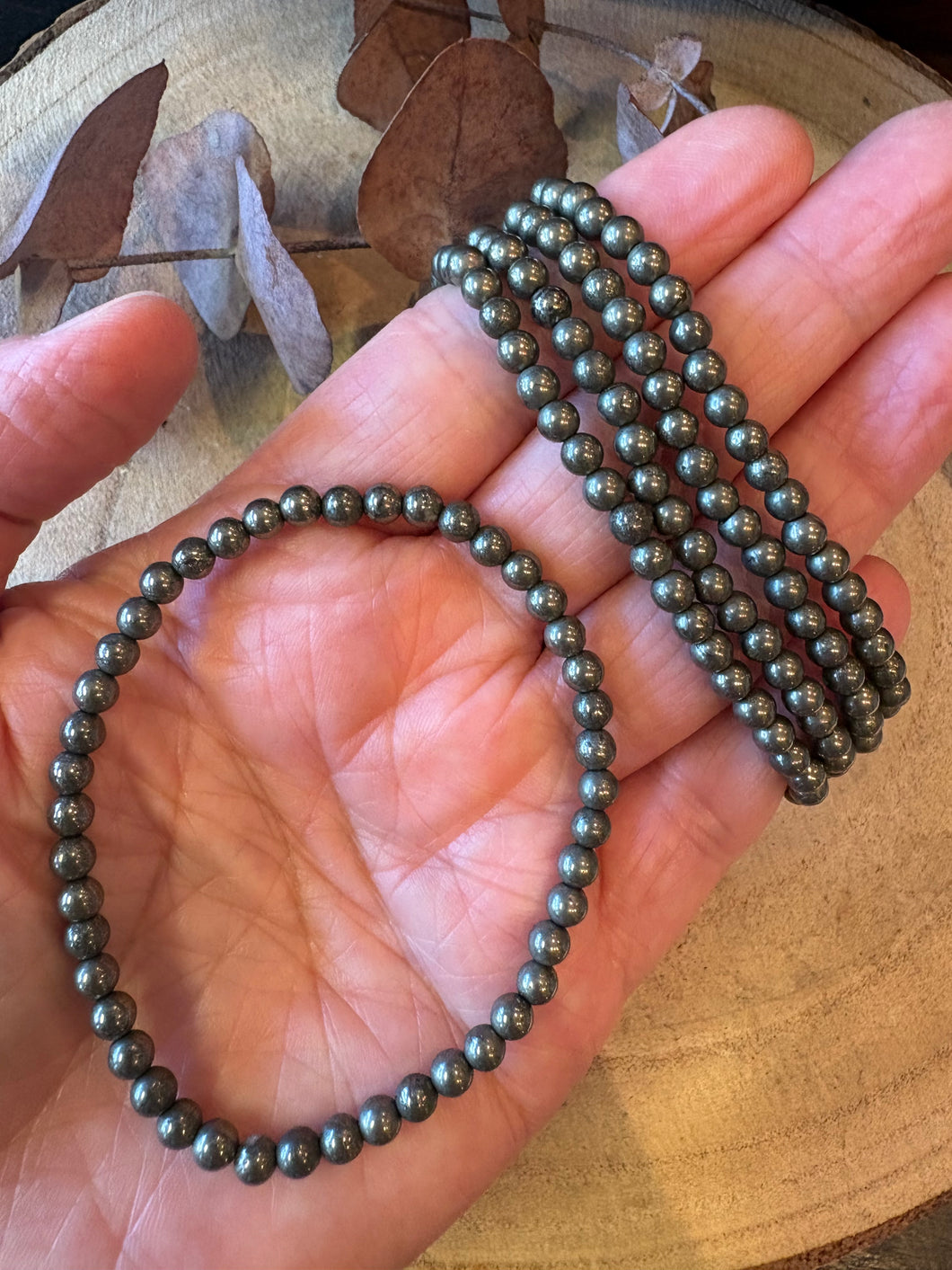 Pyrite 4mm Bead Bracelets SKU 27086P