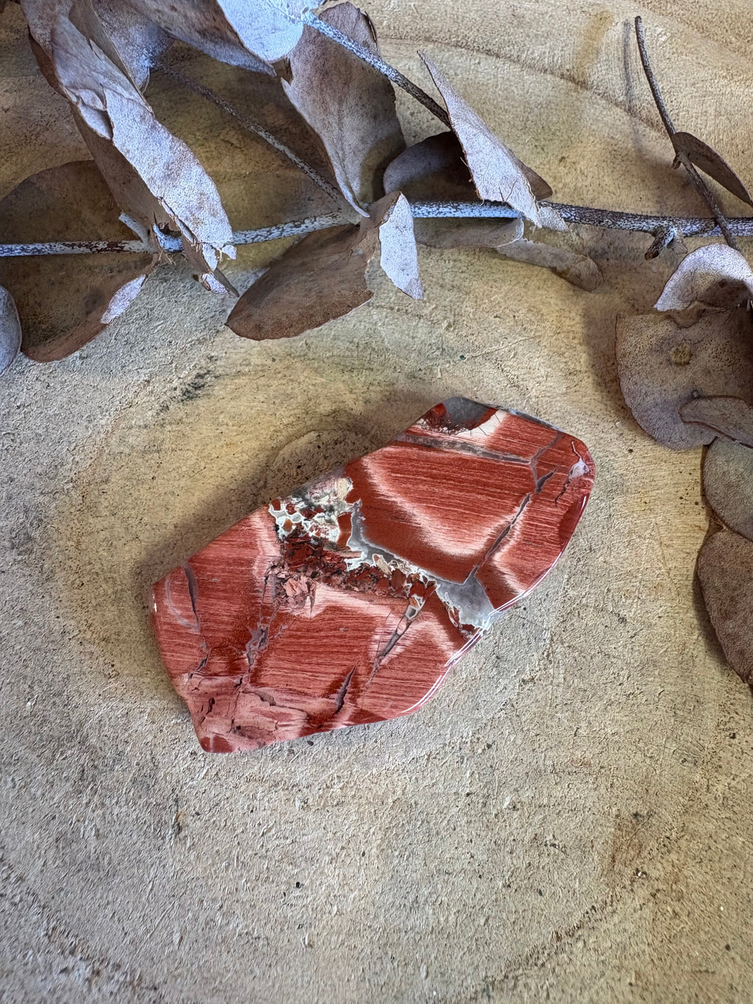 Red Silver Leaf Jasper Slab SKU 23984E