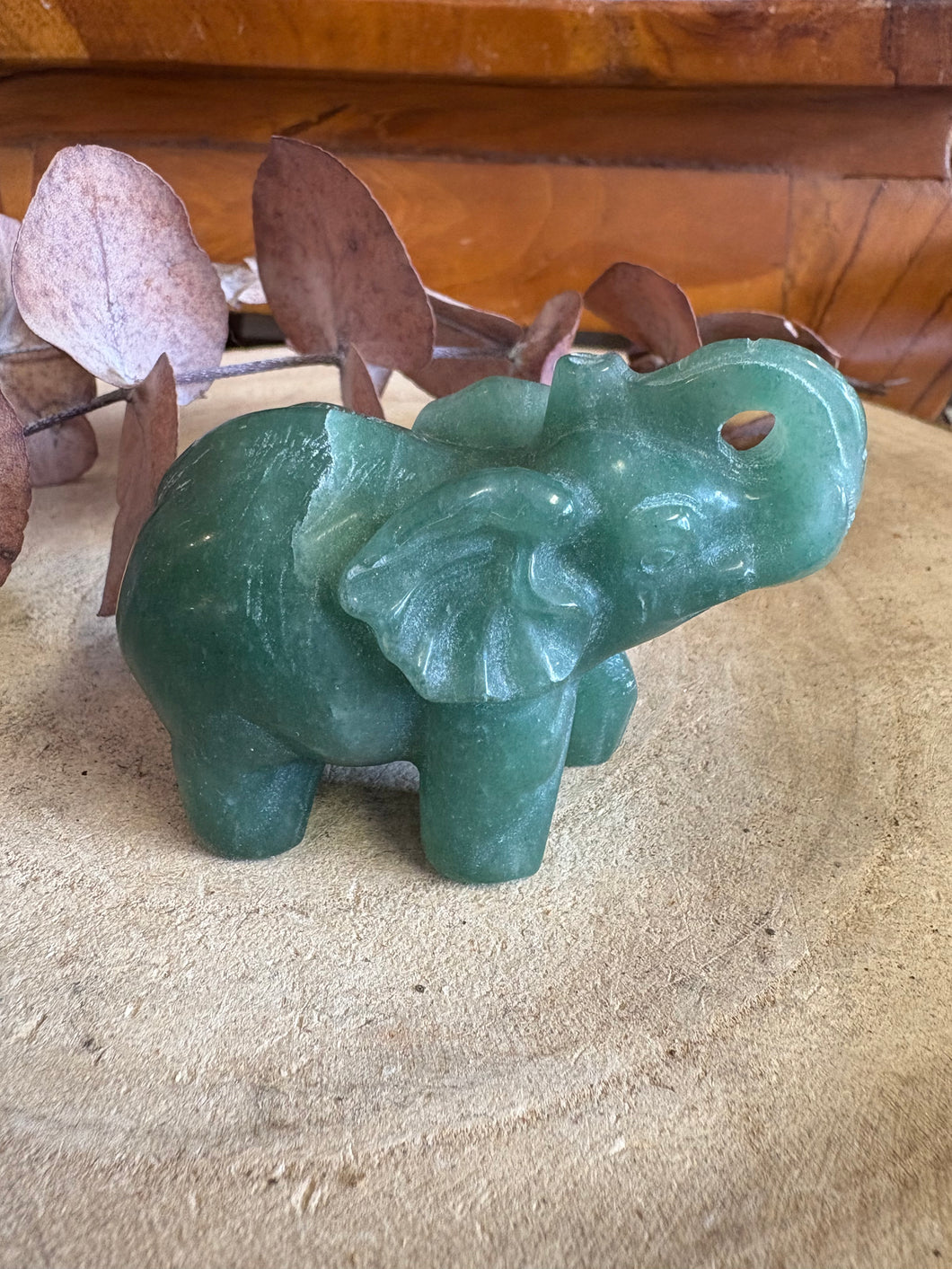 Green Aventurine Elephant Carving SKU 25591