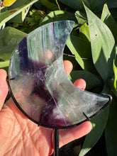 Rainbow Fluorite Moon on Stand SKU 26392