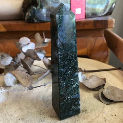 Moss Agate Obelisk SKU 23341
