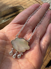 Entia Sterling Silver Mother of Pearl Cloud & White Topaz Raindrop Necklace SKU 26422