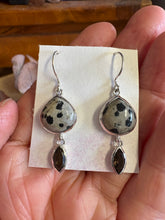 Entia Sterling Silver Dalmatian Jasper & Smoky Quartz Drop Earrings SKU 25891