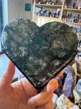 Moss Agate Heart in Stand SKU 26487