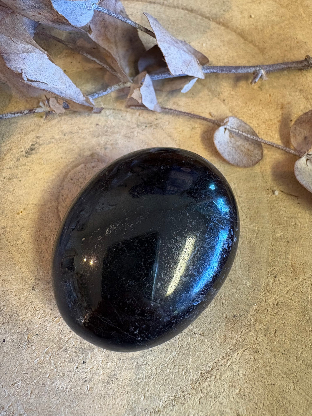 Black Tourmaline Palm Stone SKU 25270