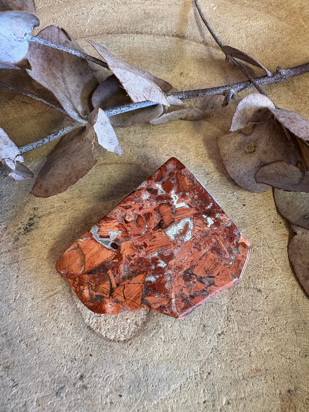 Red Silver Leaf Jasper Slab SKU 23984F