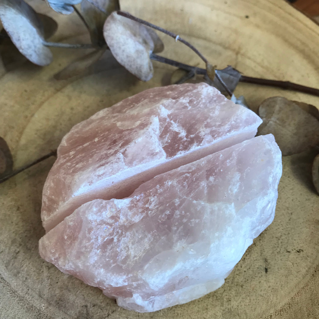 Rose Quartz Chunk Business Card Holder SKU 23153