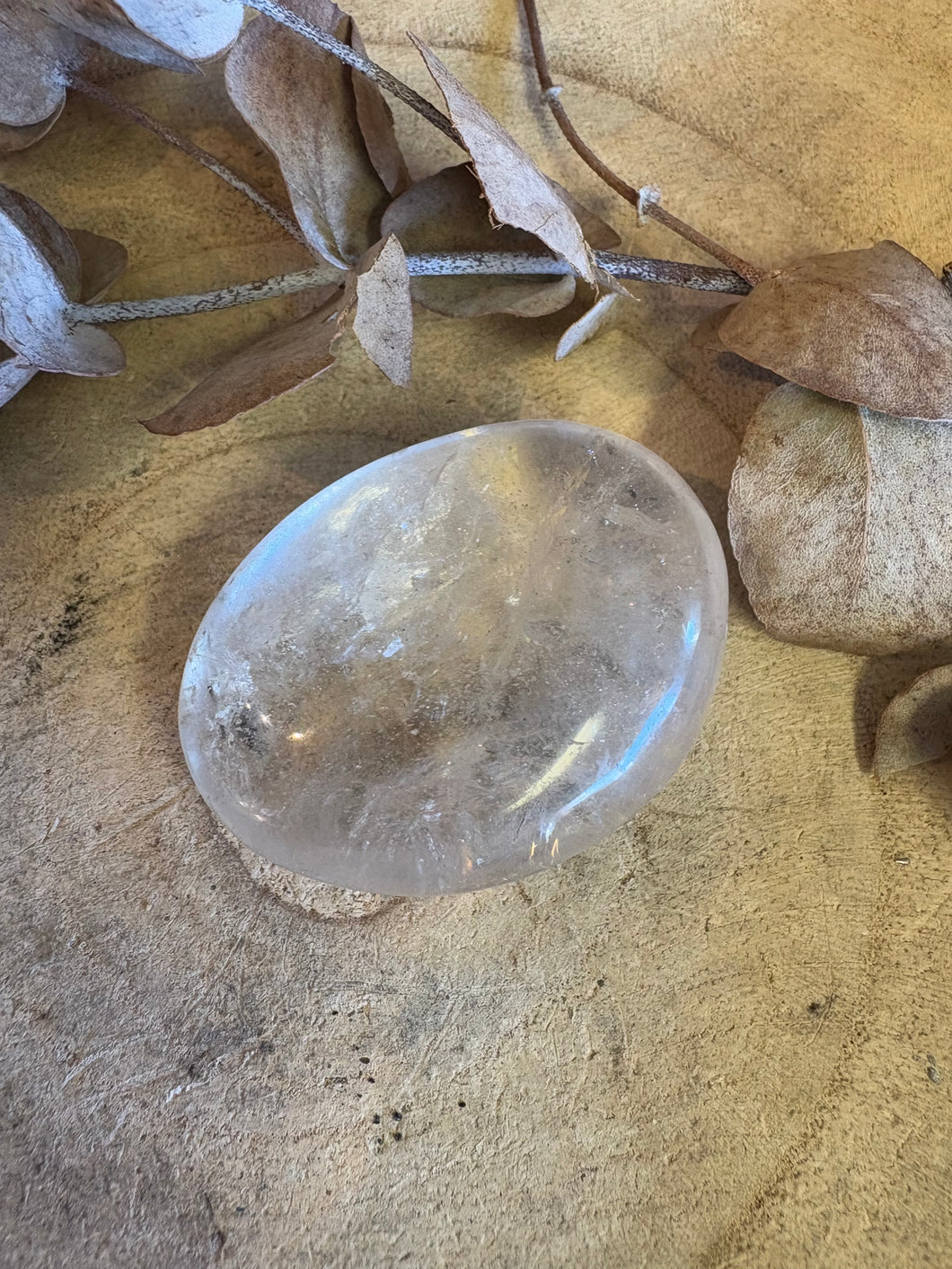 Clear Quartz Palm Stone SKU 24132