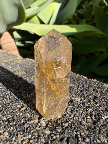 Gold Rutilated Quartz Point SKU 26382