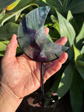 Rainbow Fluorite Moon on Stand SKU 26392