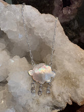 Entia Sterling Silver Mother of Pearl Cloud & White Topaz Raindrop Necklace SKU 25801