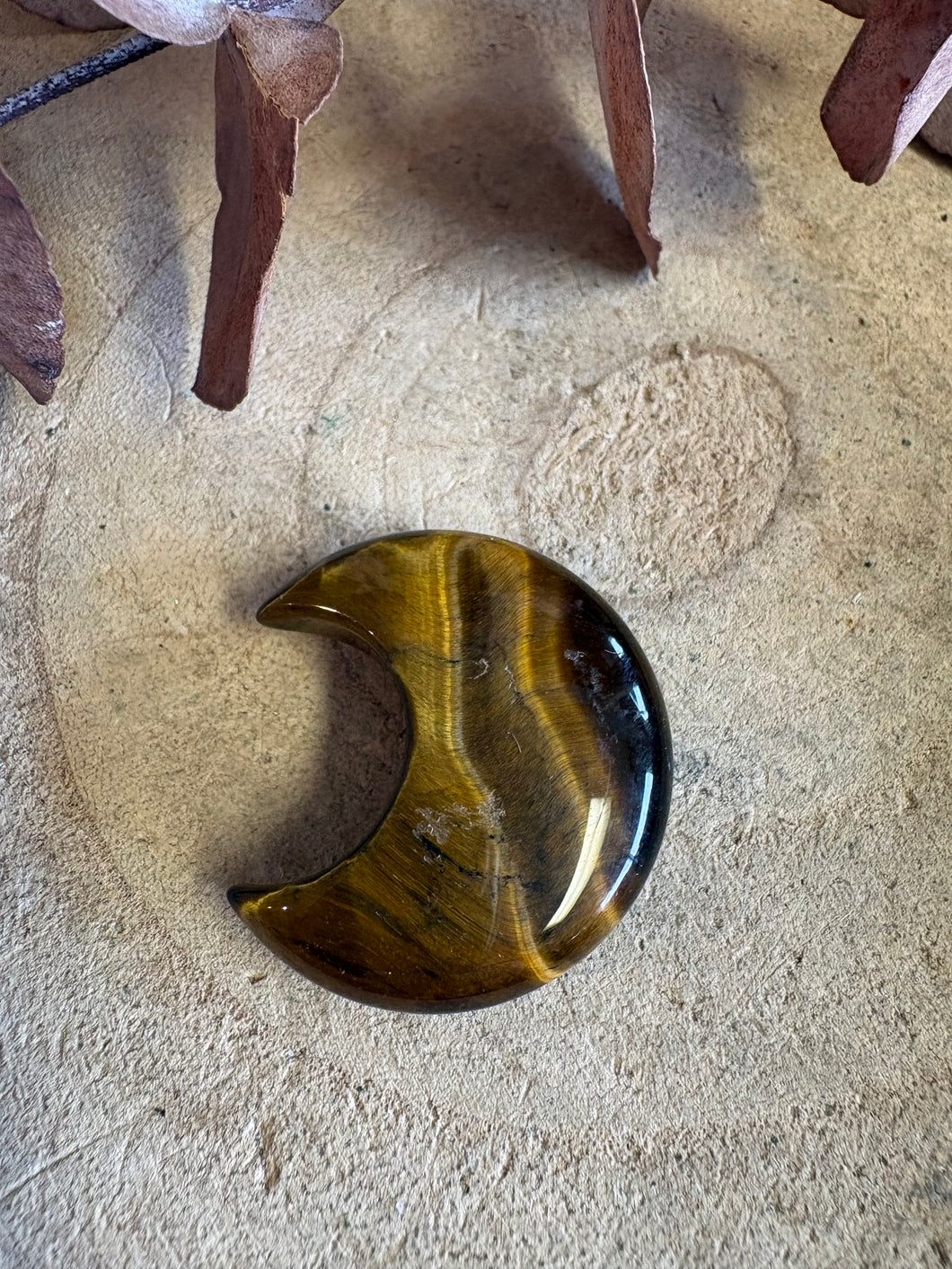 Tiger Eye Moon Carving SKU 26208B