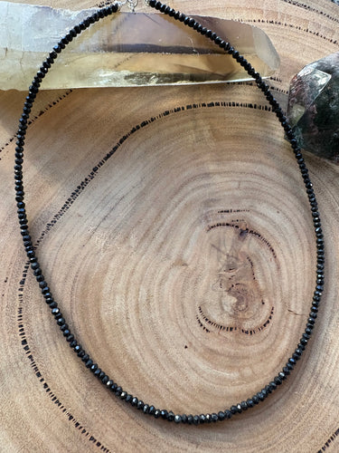 Entia Black Tourmaline Facet Cut Bead Necklace SKU 26428