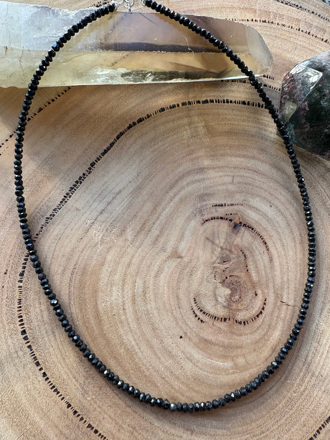 Entia Black Tourmaline Facet Cut Bead Necklace SKU 26428