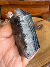 Black Banded Agate & Quartz Obelisk SKU 25072