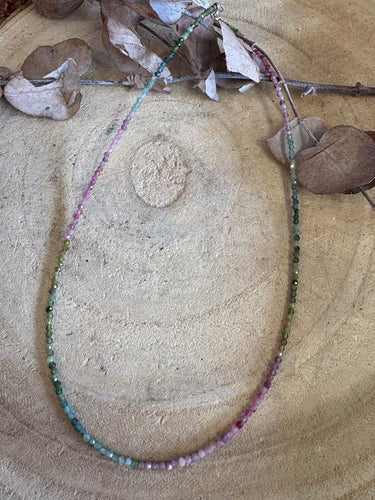 Entia Bi-Colour Tourmaline Facet Cut Bead Necklace SKU 25309