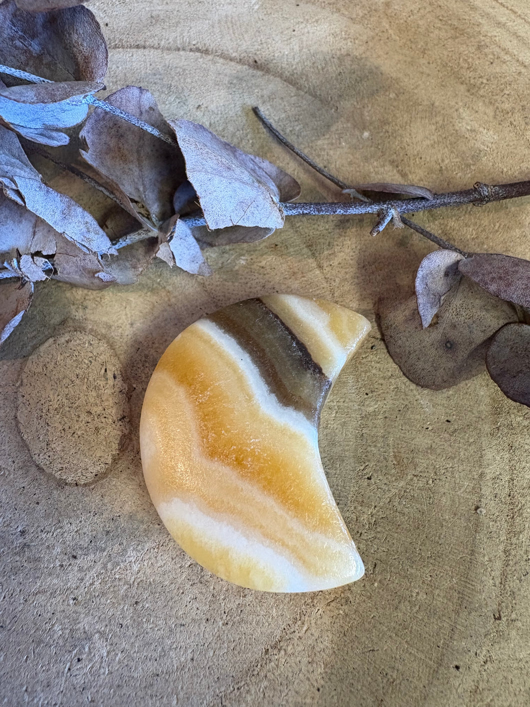 Orange Calcite Crescent Moon SKU 24939