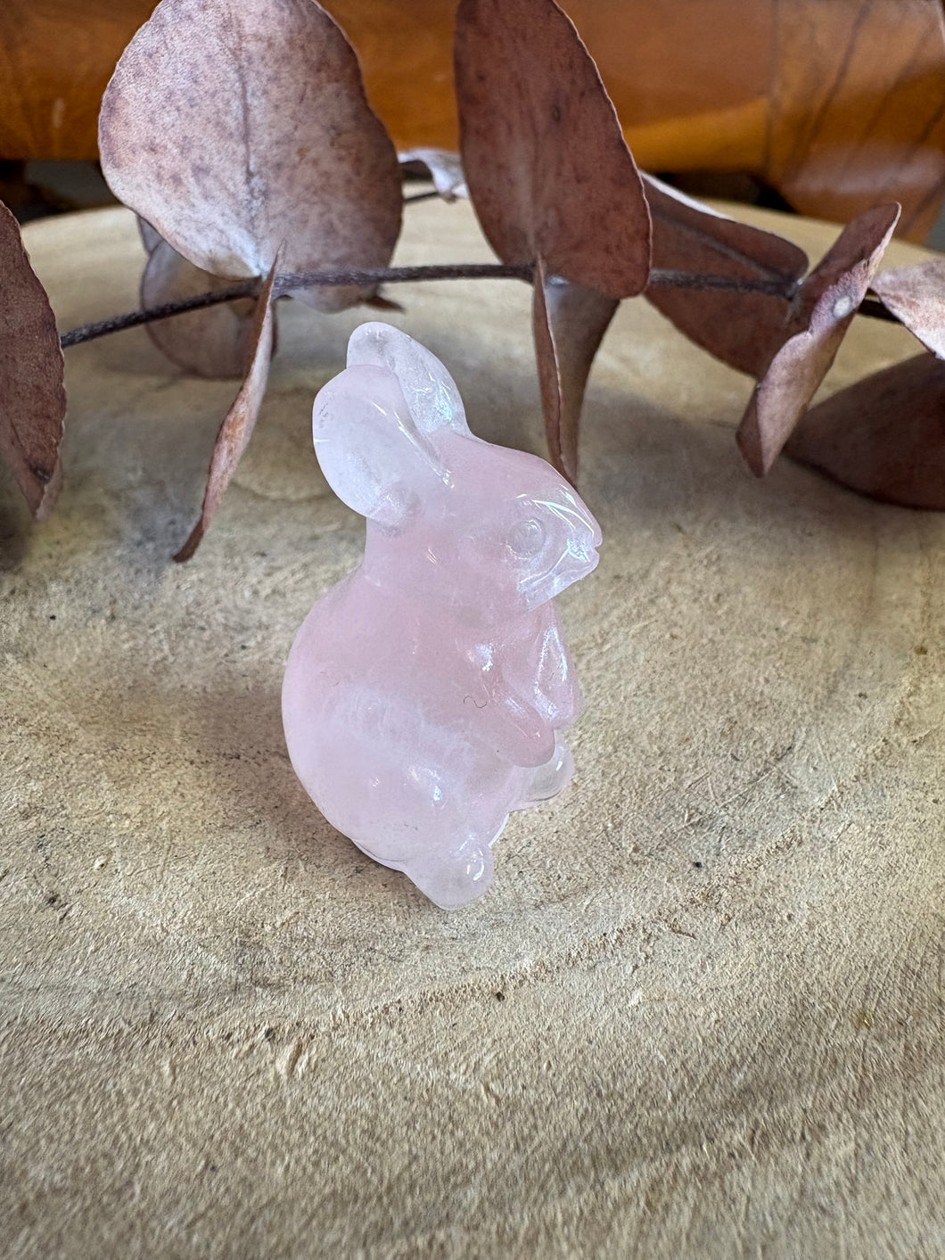 Rose Quartz Rabbit Carving SKU 25696B