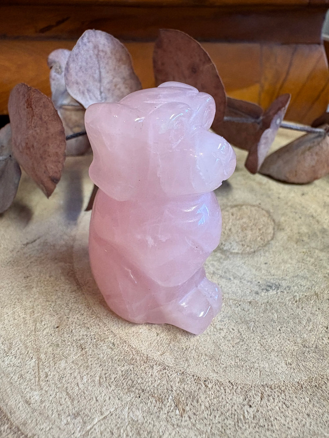 Rose Quartz Dog Carving SKU 26088A