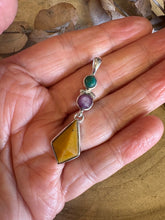 Entia Sterling Silver Chrysocolla, Sapphire & Yellow Aventurine Pendant SKU 25299