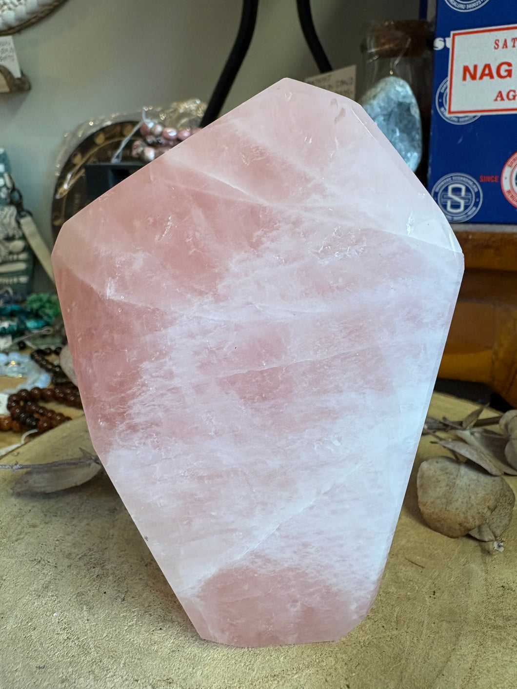 Rose Quartz Facet Cut Freeform SKU 25392