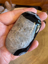 Black Banded Agate & Quartz Palm Stone SKU 25066