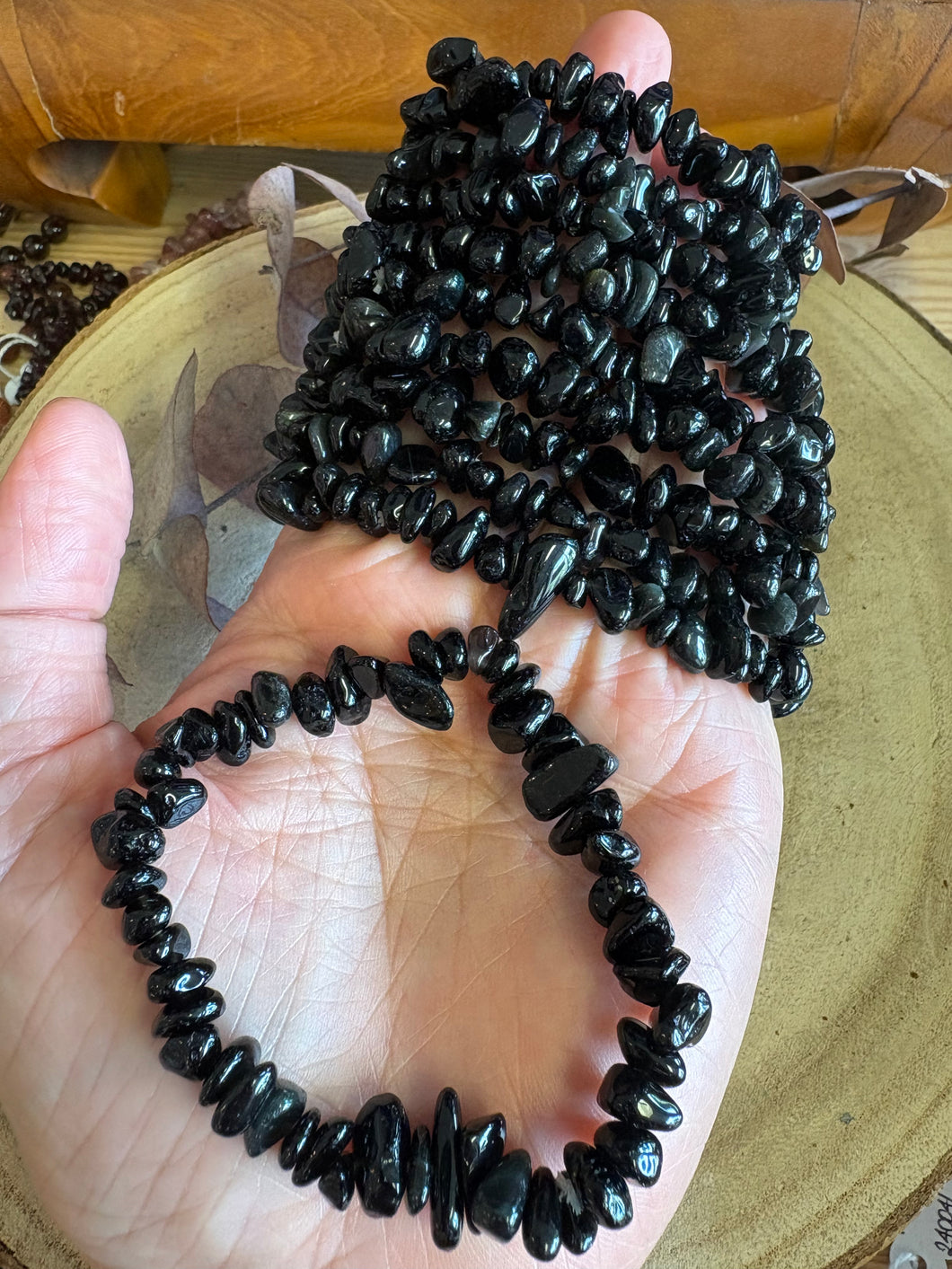 Black Obsidian Chip Bracelet SKU 25635