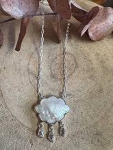 Entia Sterling Silver Mother of Pearl Cloud & White Topaz Raindrop Necklace SKU 26032