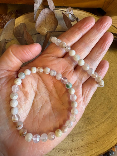Flower Agate 6mm Bead Bracelet SKU 26021