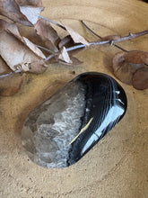 Black Agate & Quartz Palm Stone SKU 25067