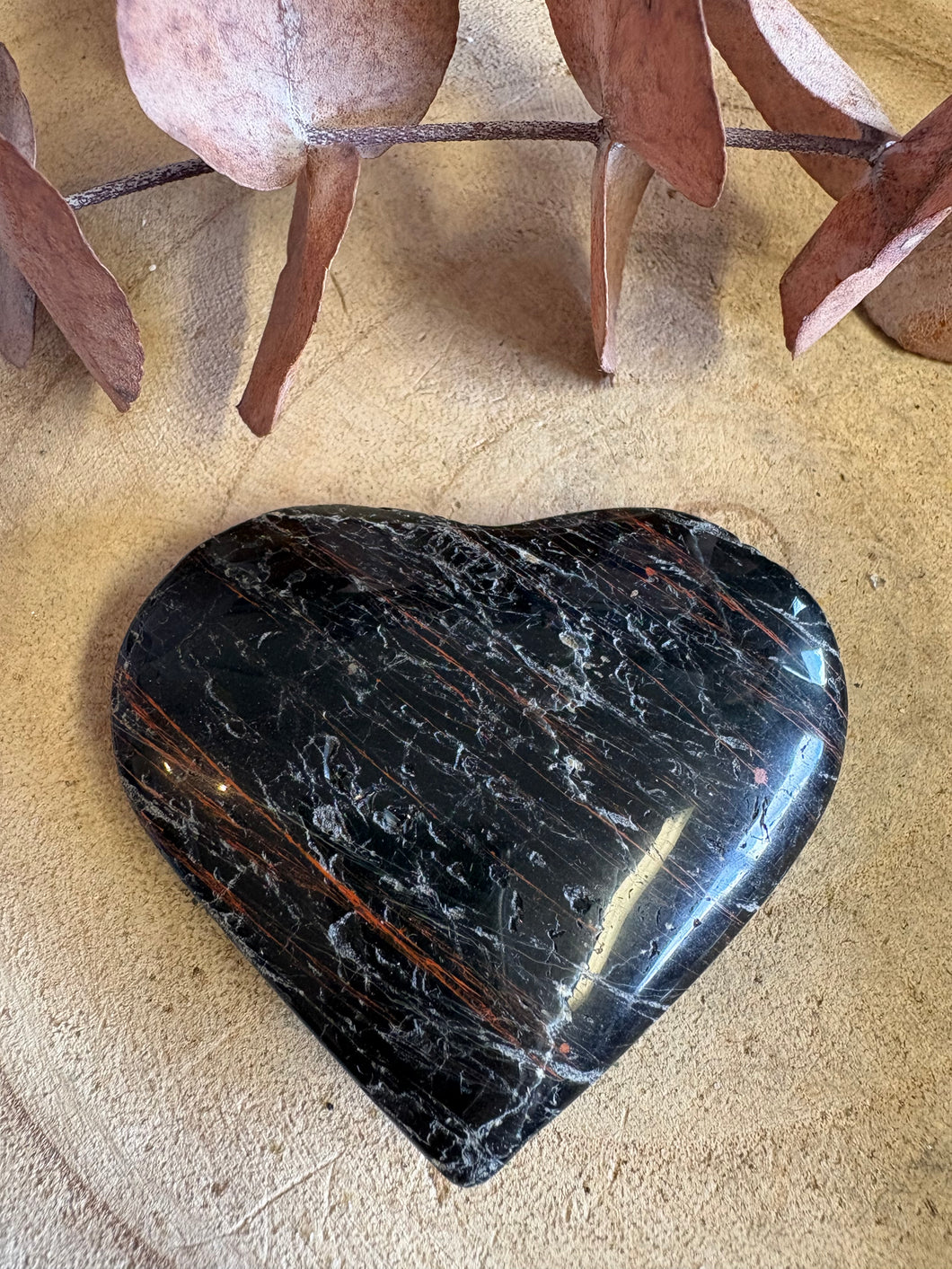 Black Tourmaline & Hematite Heart SKU 25977
