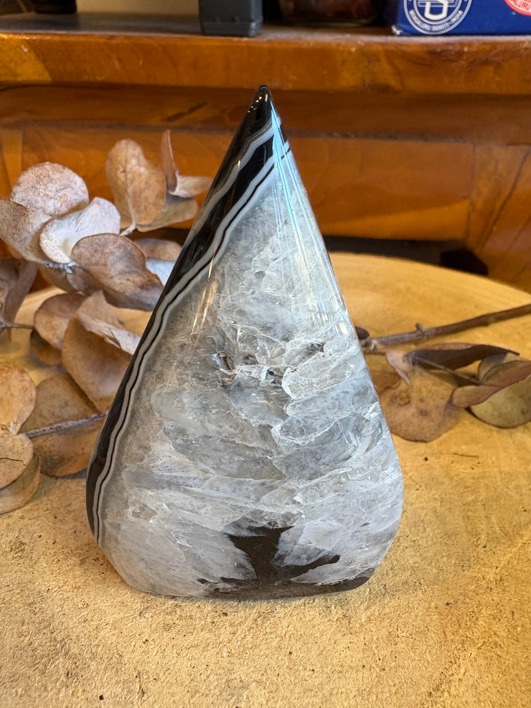 Black Banded Agate & Quartz Freeform SKU 25059