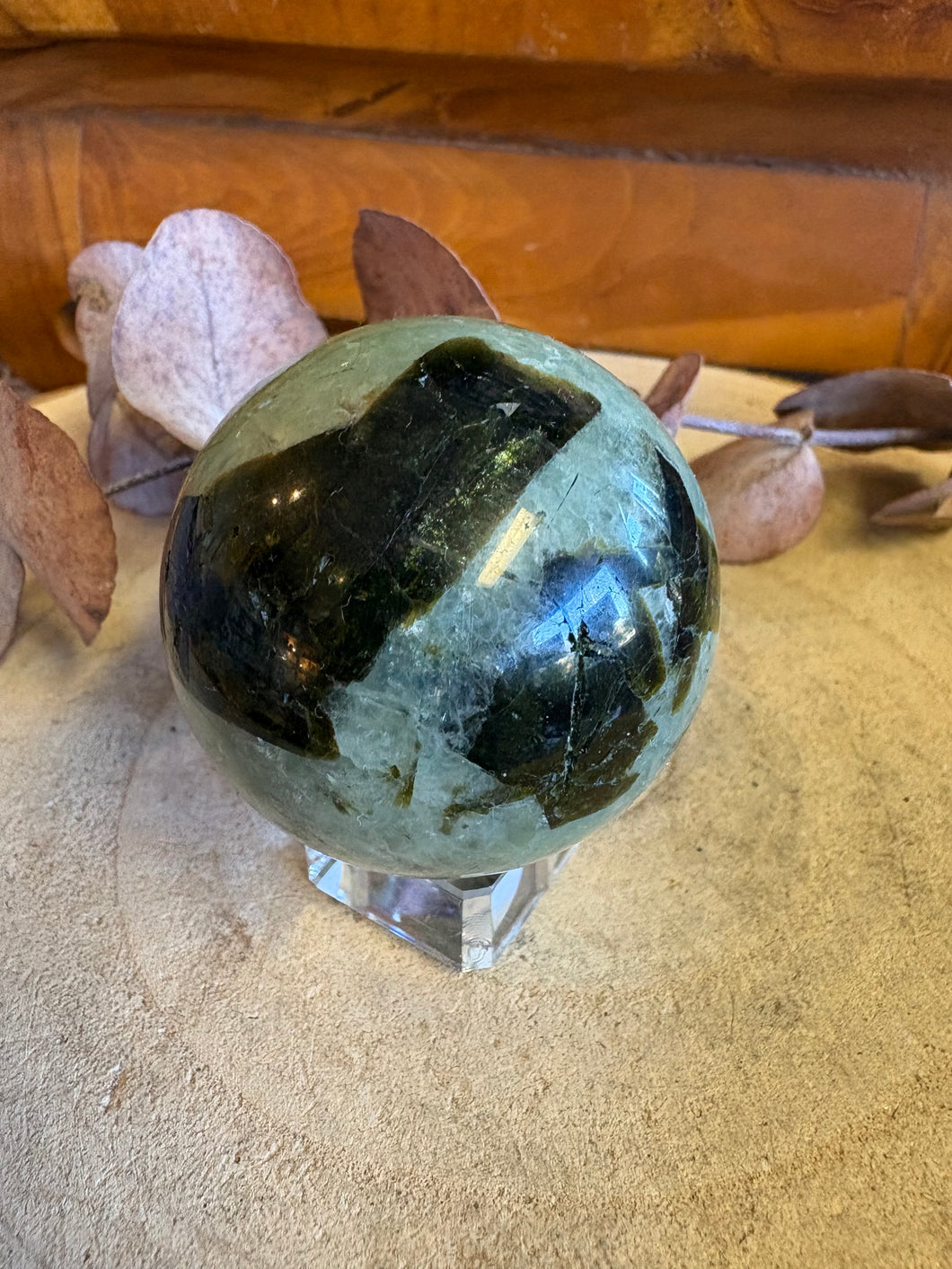 Prehnite, Epidote & Rutile Sphere SKU 26503