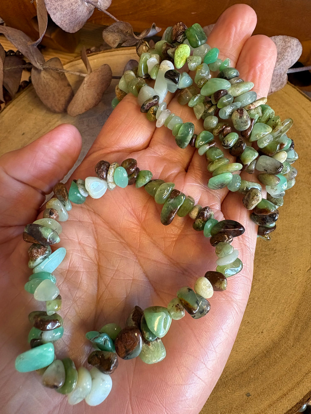 Green Chrysophase Chip Bracelet SKU 25708